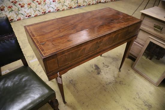 A George III inlaid mahogany small square piano, probably designed for a child, W.104cm, D.48cm, H.76cm